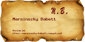 Marsinszky Babett névjegykártya